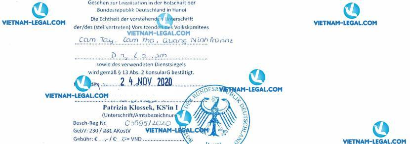 Kết Quả Chứng Nhận Lãnh Sự Giấy Khai Sinh Việt Nam Sử Dụng Tại Đức Ngày 24 11 2020
