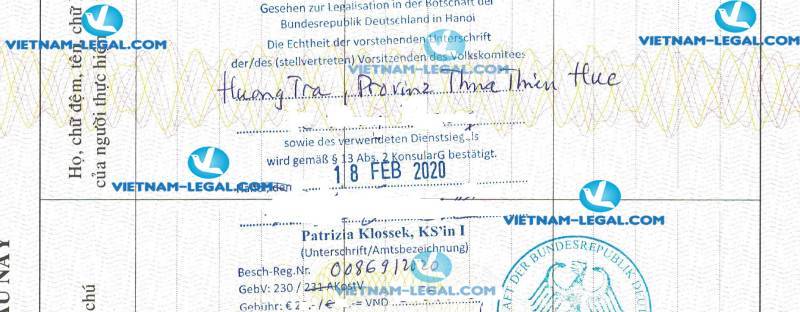 Kết Quả Chứng Nhận Lãnh Sự Giấy Kết Hôn Việt Nam Sử Dụng Tại Đức Ngày 18 02 2020