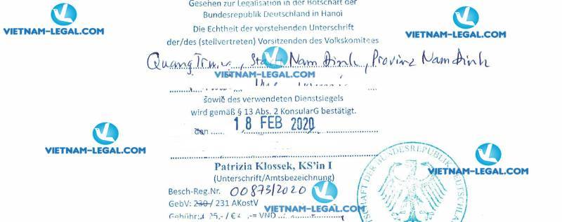 Kết Quả Chứng Nhận Lãnh Sự Giấy Xác Nhận Độc Thân Việt Nam Sử Dụng Tại Đức Ngày 18 02 2020