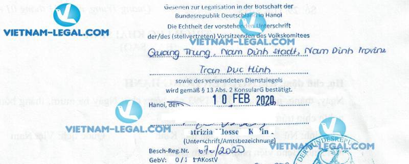 Kết Quả Chứng Nhận Lãnh Sự Quyết Định Tòa Án Việt Nam Sử Dụng Tại Đức Ngày 10 02 2020