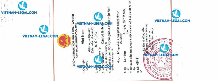Kết Quả Giấy Xác Nhận Của Công Ty Mỹ Sử Dụng Tại Việt Nam ngày 14 12 2020