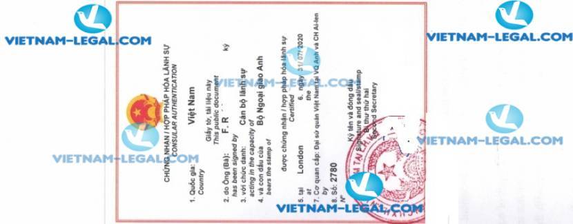 Kết Quả Hợp Pháp Hóa Giấy Phép Bán Bản Quyền Của Công Ty Anh UK Sử Dụng Tại Việt Nam 31 07 2020