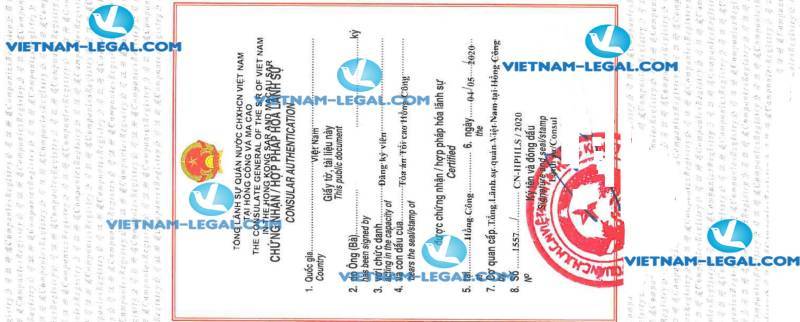 Kết Quả Hợp Pháp Hóa Lãnh Sự Chứng Chỉ Hợp Tác Công Ty Hồng Công Sử Dụng Tại Việt Nam Ngày 04 05 2020
