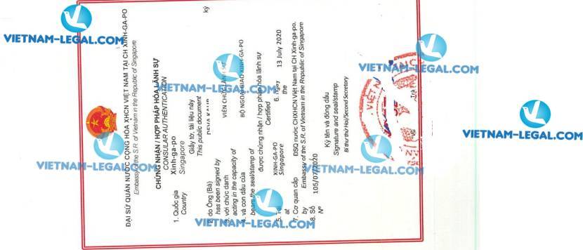 Kết Quả Hợp Pháp Hóa Lãnh Sự Giấy Phép Bán Hàng cấp tại Singapore Sử Dụng Tại Việt Nam Số 105 Ngày 04 02 2020 2