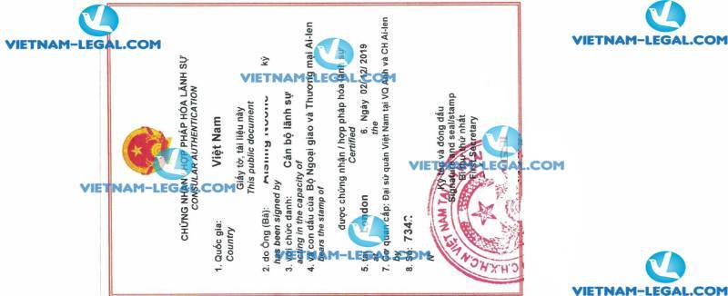 Kết Quả Hợp Pháp Hóa Lãnh Sự Giấy Tờ Cá Nhân Ai len Sử Dụng Tại Việt Nam Ngày 2 Tháng 12 2019