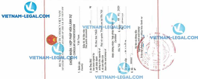Kết Quả Hợp Pháp Hóa Lãnh Sự Lý Lịch Tư Pháp Thái Lan Sử Dụng Tại Việt Nam Ngày 09 01 2020