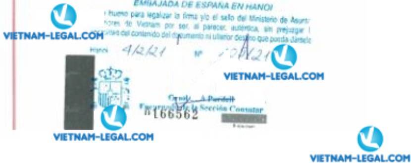 Kết Quả Lý Lịch Tư Pháp Số 2 cấp tại Việt Nam Sử Dụng Tại Tây Ban Nha Ngày 04 02 2021