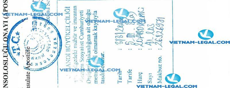 Kết quả Chứng nhận lãnh sự Hồ sơ công ty tại Việt Nam sử dụng tại Thổ Nhĩ Kỳ ngày 03 03 2020