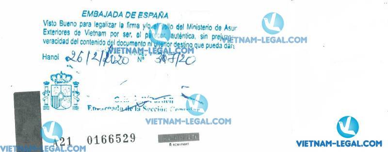 Kết quả Chứng nhận lãnh sự Lý lịch tư pháp Việt Nam sử dụng tại Tây Ban Nha ngày 26 tháng 02 năm 2020