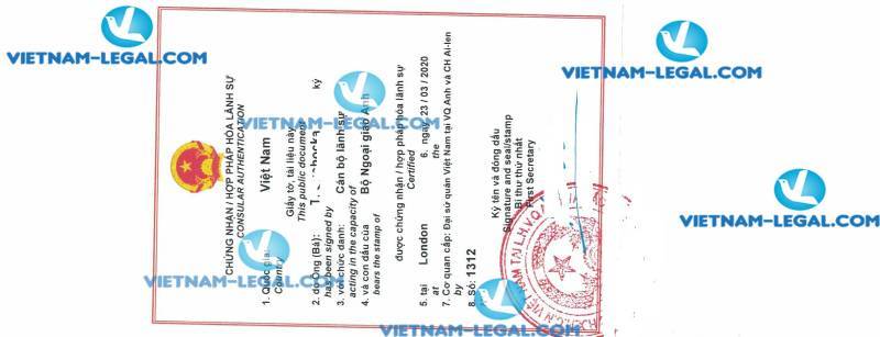 Kết quả Hợp pháp hoá lãnh sự Bảng điểm Đại học tại UK Vương Quốc Anh sử dụng tại Việt Nam ngày 23 03 2020