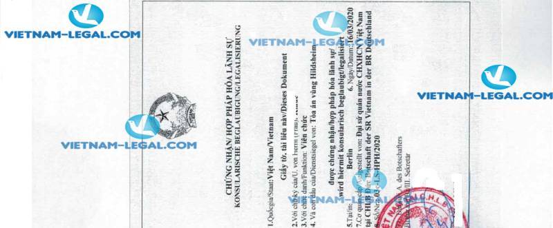 Kết quả Hợp pháp hoá lãnh sự Giấy khai sinh của Đức sử dụng tại Việt Nam ngày 13 03 2020