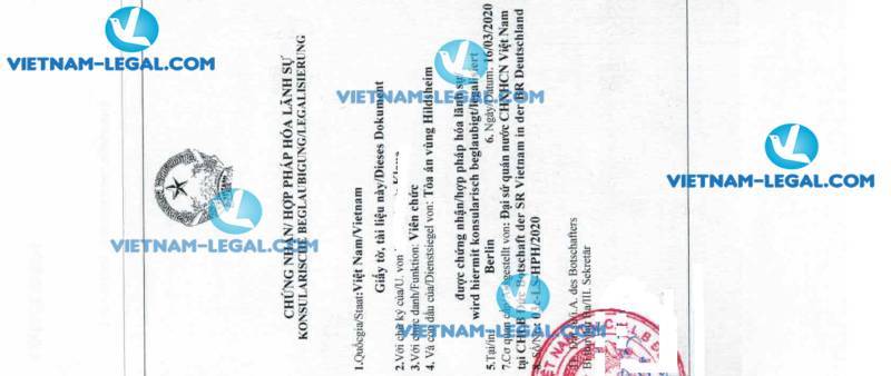 Kết quả Hợp pháp hoá lãnh sự Giấy ly hôn của Đức sử dụng tại Việt Nam ngày 16 03 2020