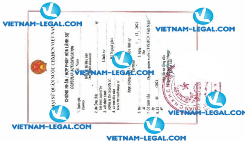 Kết quả Hợp pháp hóa Chứng nhận thành lập Doanh nghiệp cấp tại Malaysia sử dụng tại Việt Nam ngày 01 12 2021