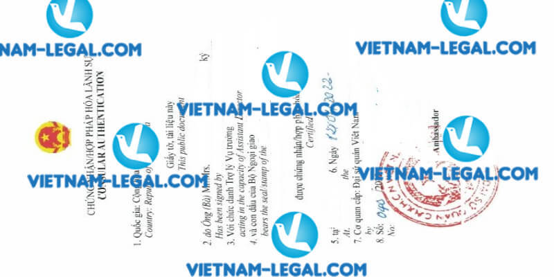 Kết quả Hợp pháp hóa Xác nhận công việc cấp tại Nam Phi sử dụng tại Việt Nam ngày 12 01 2022