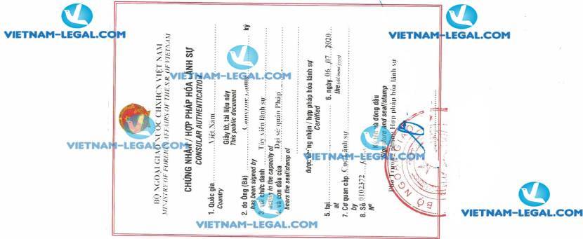 Kết quả Hợp pháp hóa lãnh sự Giấy phép buôn bán từ Pháp sử dụng tại Việt Nam ngày 06 07 2020