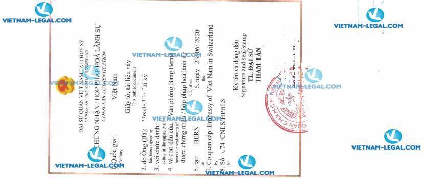 Kết quả Hợp pháp hóa lãnh sự Giấy phép mua bán từ Thụy Sỹ sử dụng tại Việt Nam ngày 23 06 2020