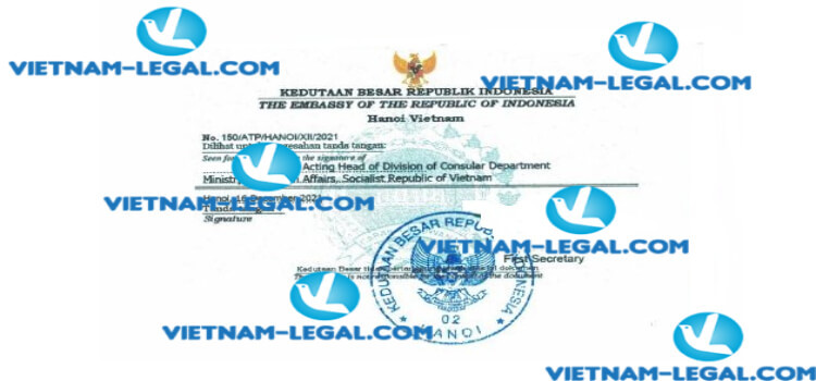 Kết quả chứng nhận lãnh sự Chứng nhận lưu hành tự do cấp tại Việt Nam sử dụng tại Indonesia ngày 16 12 2021