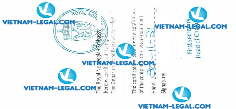Kết quả chứng nhận lãnh sự Quyết định Li hôn cấp tại Việt Nam sử dụng tại Na Uy ngày 30 11 2021