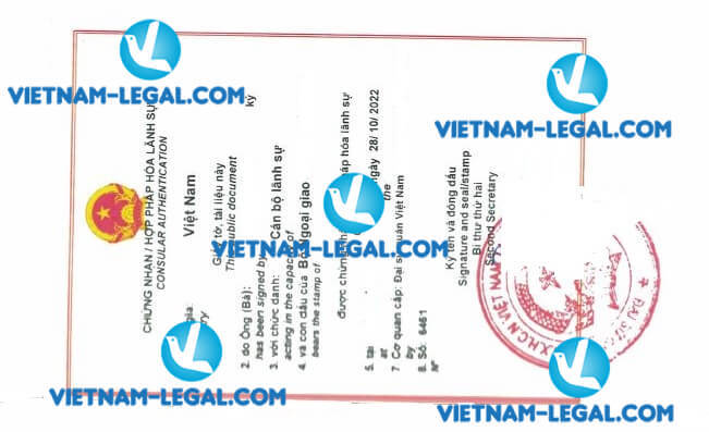 Kết quả hợp pháp hóa Giấy Li hôn cấp tại UK sử dụng tại Việt Nam ngày 28 10 2022
