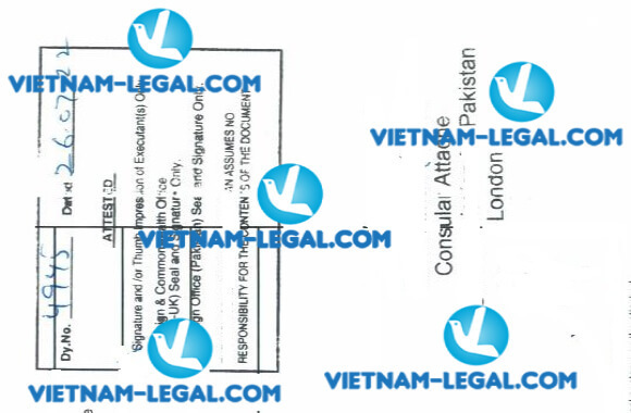 Kết quả hợp pháp hóa Giấy tờ Công ty cấp tại UK sử dụng tại Pakistan ngày 26 7 2022