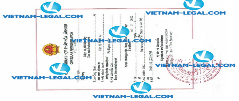 Kết quả hợp pháp hóa Hộ chiếu Ấn Độ sử dụng tại Việt Nam ngày 07 01 2022