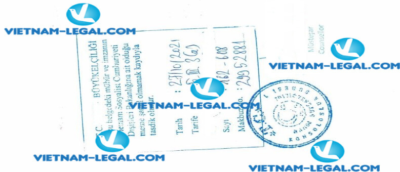 Kết quả hợp pháp hóa Mẫu Đăng kí xuất khẩu Việt Nam sử dụng tại Thổ Nhĩ Kỳ ngày 27 10 2021