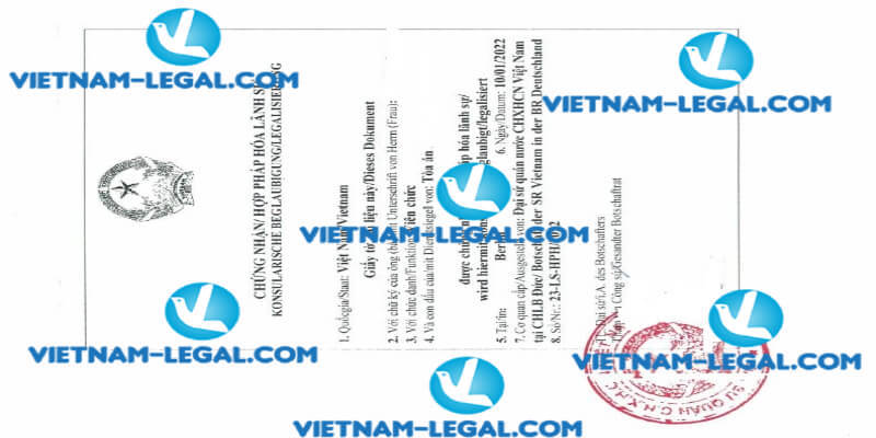 Kết quả hợp pháp hóa giấy tờ Công ty cấp tại Đức sử dụng tại Việt Nam ngày 10 1 2022