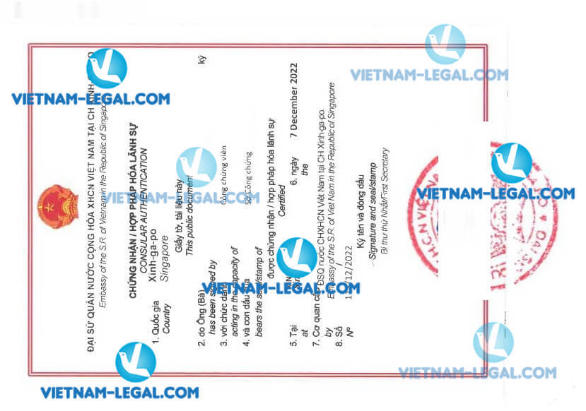 Kết quả hợp pháp hóa lãnh sự Báo cáo Tài chính từ Singapore sử dụng tại Việt Nam ngày 7 12 2022