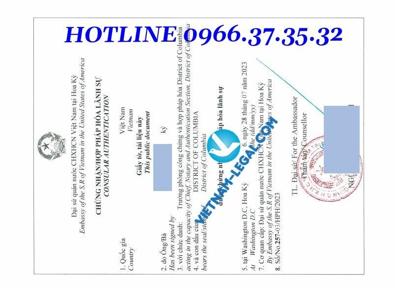 Kết quả hợp pháp hóa lãnh sự Bộ giấy tờ tài chính Công ty cấp tại Mỹ sử dụng tại Việt Nam ngày 28 7 2023 1