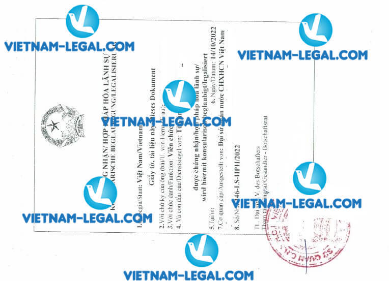 Kết quả hợp pháp hóa lãnh sự CFS cấp tại Đức sử dụng tại Việt Nam ngày 14 10 2022