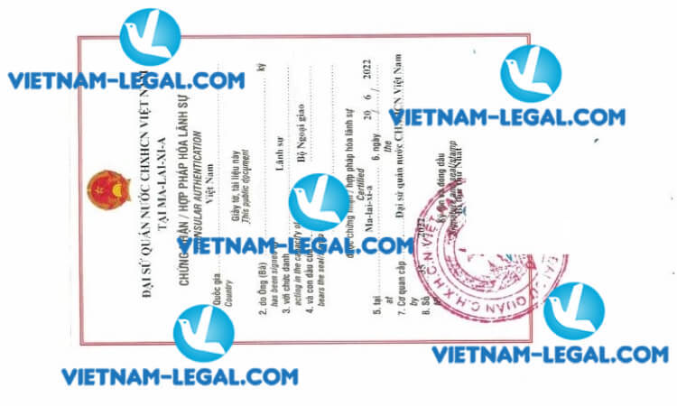 Kết quả hợp pháp hóa lãnh sự Giấy kết hôn cấp tại Malaysia sử dụng tại Việt Nam ngày 24 6 2022