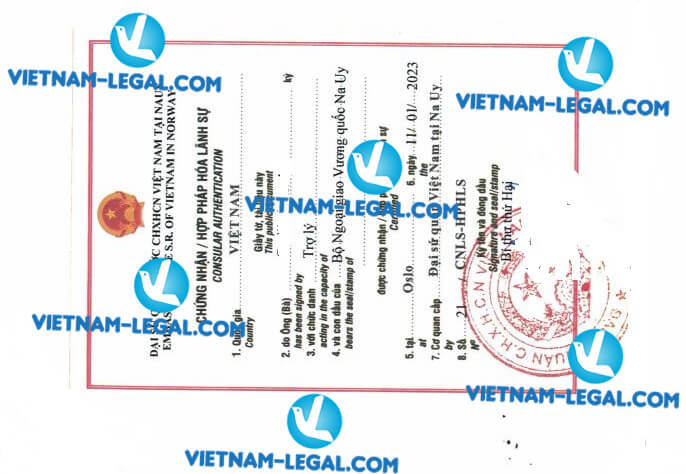 Kết quả hợp pháp hóa lãnh sự Giấy li hôn cấp tại Na Uy sử dụng tại Việt Nam ngày 11 1 2023