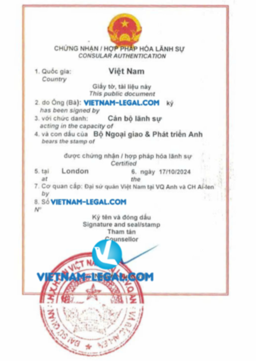 Bằng của Uk dùng ở VN để xin giấy phép lao động