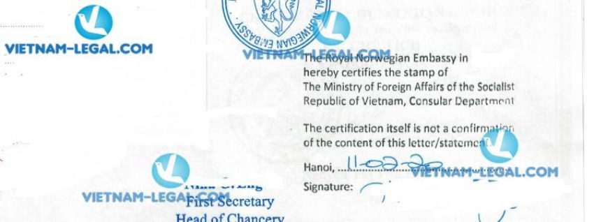 Kết Quả Chứng Nhận Lãnh Sự Giấy Kết Hôn Việt Nam Sử Dụng Tại Na uy Ngày 11 02 2020