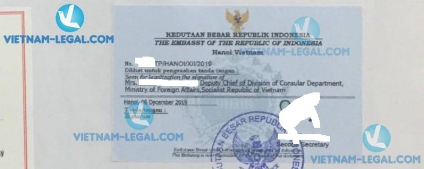 Kết Quả Chứng Nhận Lãnh Sự Thư Ủy Quyền Công Ty Việt Nam Sử Dụng Tại Indonesia Ngày 6 Tháng 12 2019