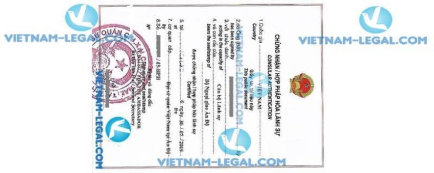 Kết Quả Hợp Pháp Hóa Giấy Tờ Ấn Độ Sử Dụng Tại Việt Nam Tháng 7 2019