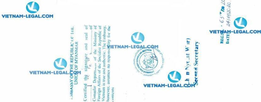 Kết quả Chứng nhận Lưu hành Tự do công ty Việt Nam sử dụng ở Mi an ma ngày 24 11 2020
