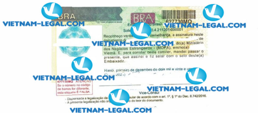 Kết quả Chứng nhận lãnh sự Giấy chứng nhận xuất xứ cấp tại Việt Nam sử dụng tại Brazil ngày 01 12 2021