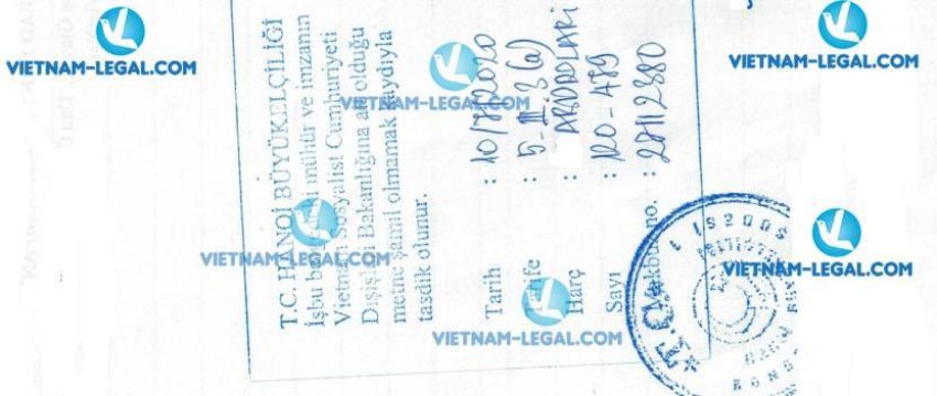 Kết quả Chứng nhận lãnh sự Mẫu đăng ký xuất khẩu tại Việt Nam sử dụng tại Thổ Nhĩ Kỳ số 479 ngày 10 07 2020