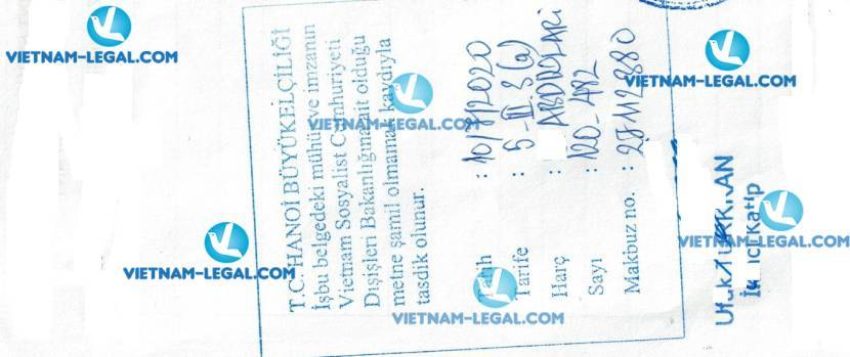 Kết quả Chứng nhận lãnh sự Mẫu đăng ký xuất khẩu tại Việt Nam sử dụng tại Thổ Nhĩ Kỳ số 482 ngày 10 07 2020