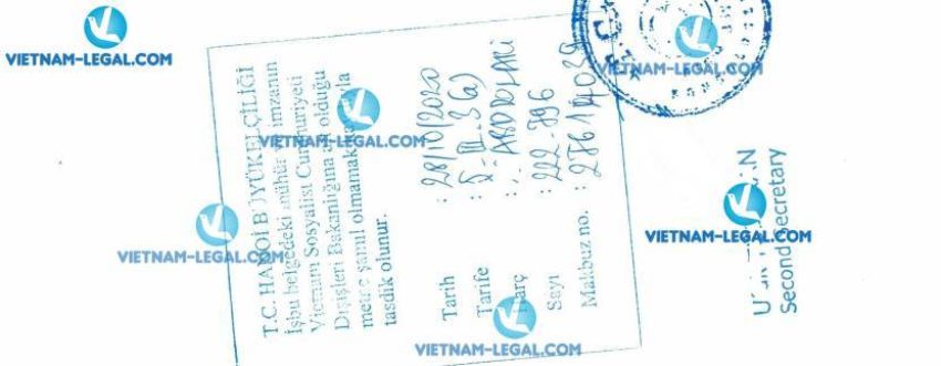 Kết quả Chứng nhận lãnh sự Mẫu đăng ký xuất khẩu tại Việt Nam sử dụng tại Thổ Nhĩ Kỳ số 796 ngày 28 10 2020