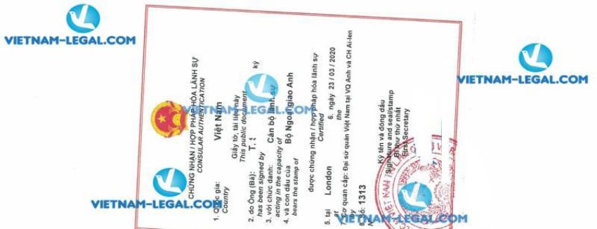 Kết quả Hợp pháp hoá lãnh sự Bằng Đại học tại UK Vương Quốc Anh sử dụng tại Việt Nam ngày 23 03 2020