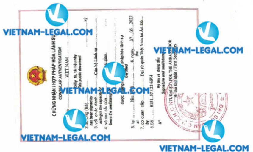 Kết quả Hợp pháp hóa lãnh sự Chứng nhận thành lập công ty cấp tại Ấn Độ sử dụng tại Việt Nam ngày 17 6 2022