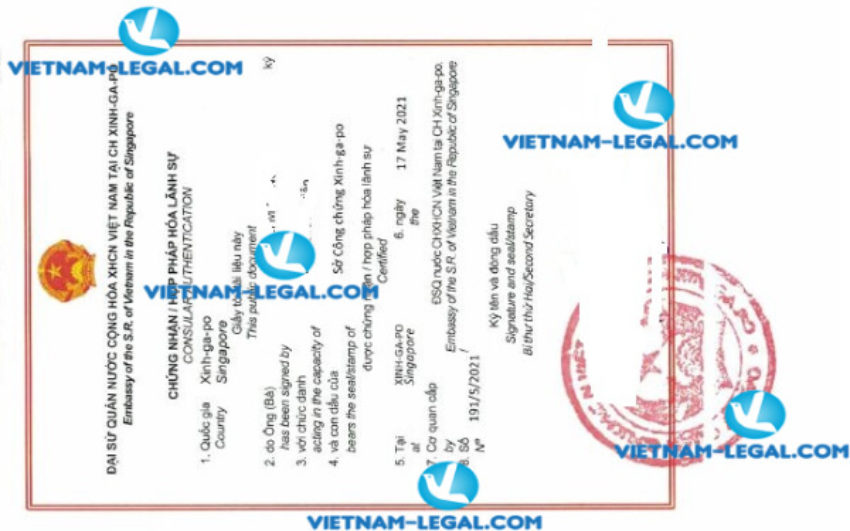 Kết quả Xác nhận kinh nghiệm làm việc cấp tại Singapore sử dụng tại Việt nam ngày 17 05 2021