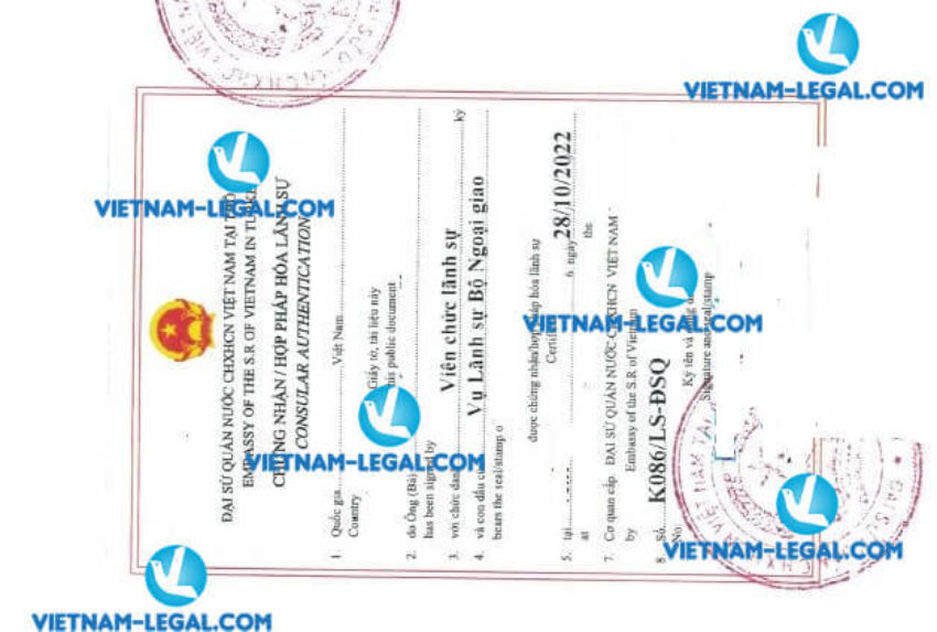 Kết quả hợp pháp hóa Bản cam kết cấp tại Thổ Nhĩ Kỳ sử dụng tại Việt Nam ngày 28 10 2022