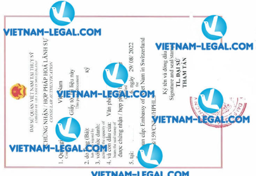 Kết quả hợp pháp hóa Bằng Đại học cấp tại Thụy Sỹ sử dụng tại Việt Nam ngày 29 8 2022