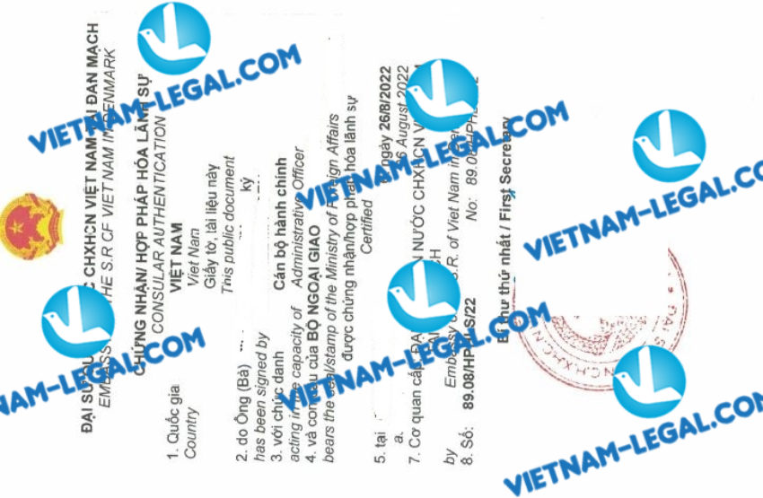 Kết quả hợp pháp hóa Giấy Li hôn cấp tại Đan Mạch sử dụng tại Việt Nam ngày 26 8 2022