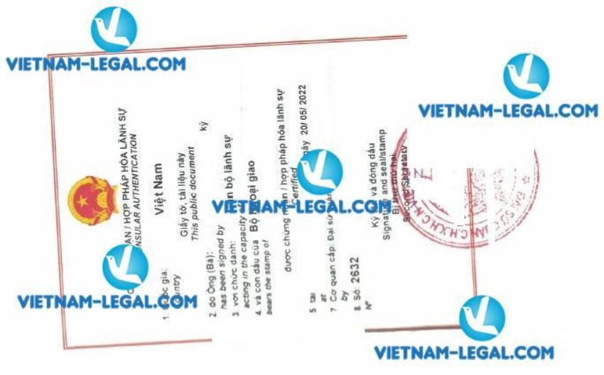 Kết quả hợp pháp hóa Giấy chứng nhận thành lập Công ty cấp tại Saint Vincent and Grenadines ngày 20 5 2022