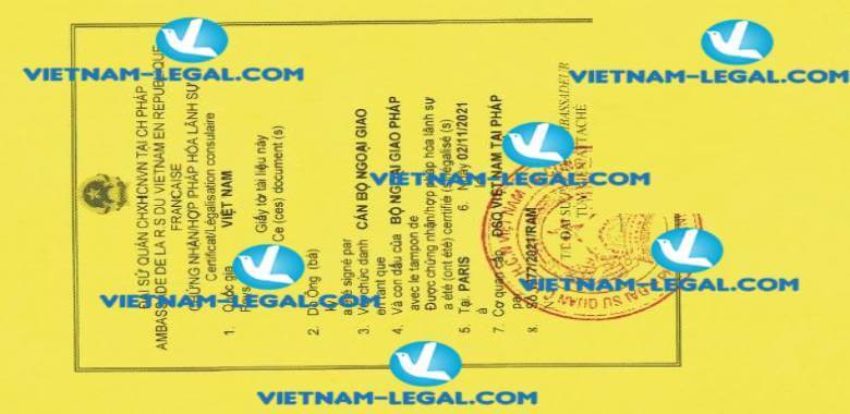 Kết quả hợp pháp hóa Lí lịch tư pháp cấp tại Pháp sử dụng tại Việt Nam ngày 02 12 2021