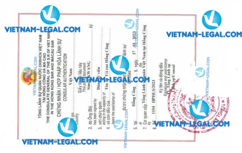 Kết quả hợp pháp hóa lãnh sự Thư bổ nhiệm cấp tại Hồng Kông sử dụng tại Việt Nam ngày17 1 2023